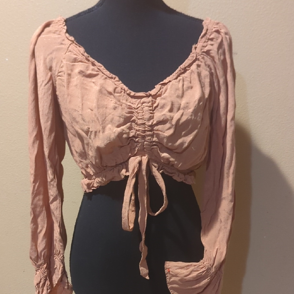 ILLA ILLA Ruched Long Sleeve Blouse - Coral